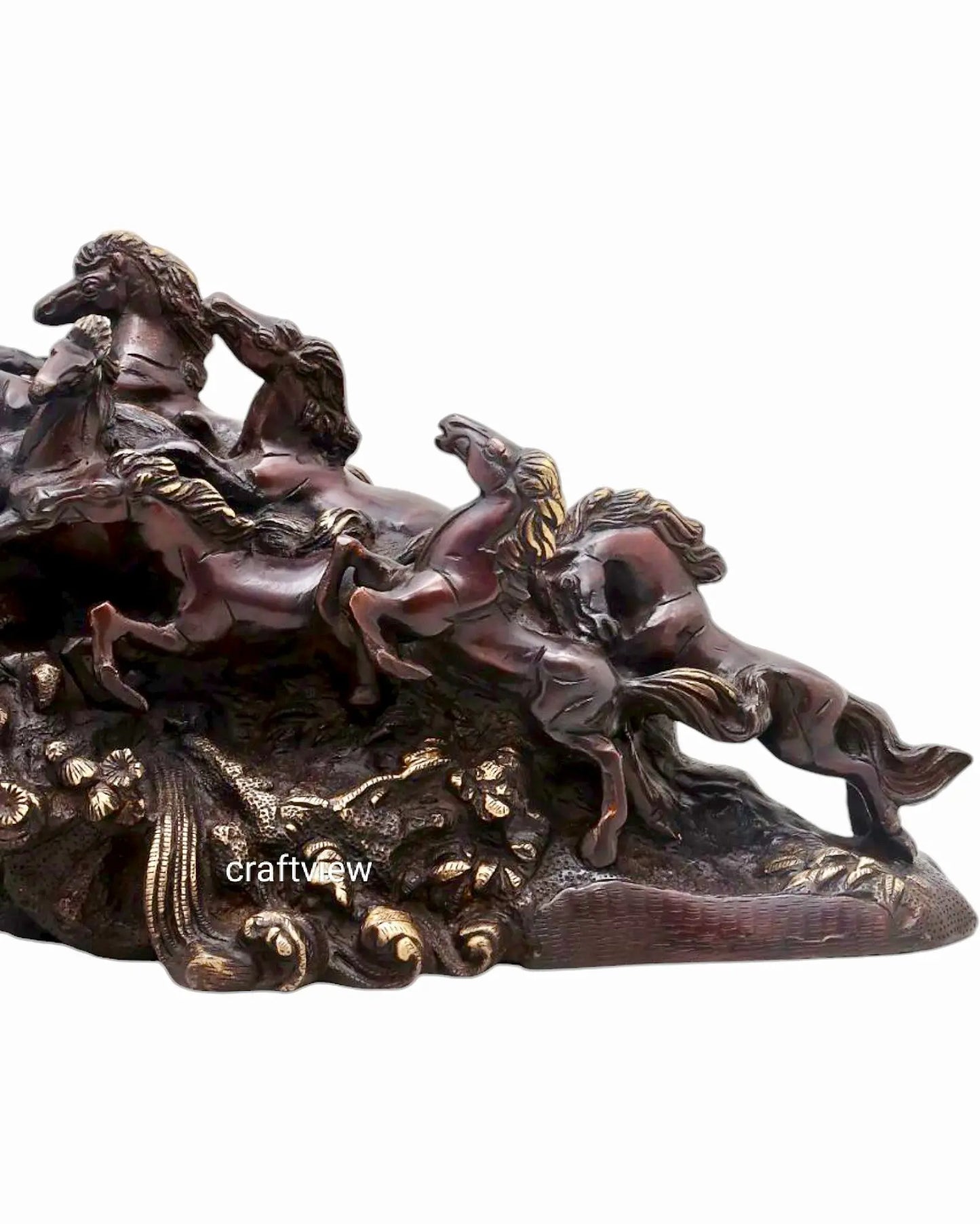 21" Nine Galloping Horses | Brass Sculpture Home Décor Craftsview