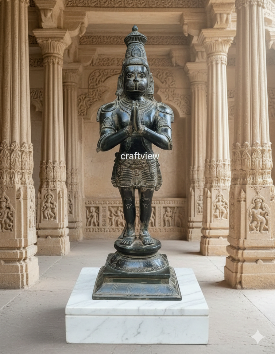 23” Standing Hanuman in Anjali mudra Brass Anjaneya Statue
