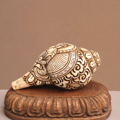 Pure Tibetan Natural Conch Hand Carved Buddha Statue craftsview