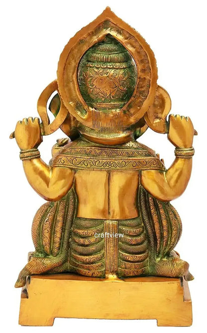 Brass Ganesha Statue Golden Finished craftsview