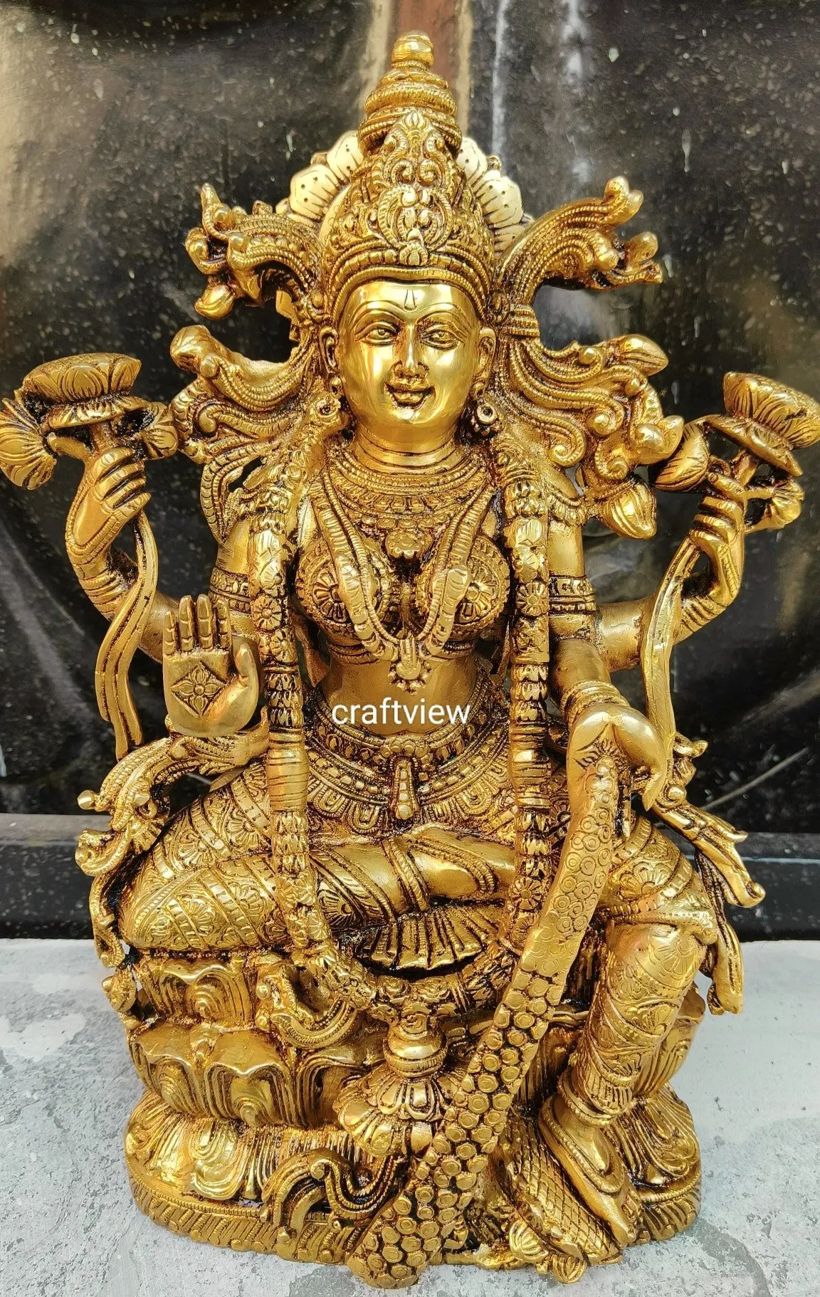 Brass Superfine Lakshmi Statue. 15" Craftsview