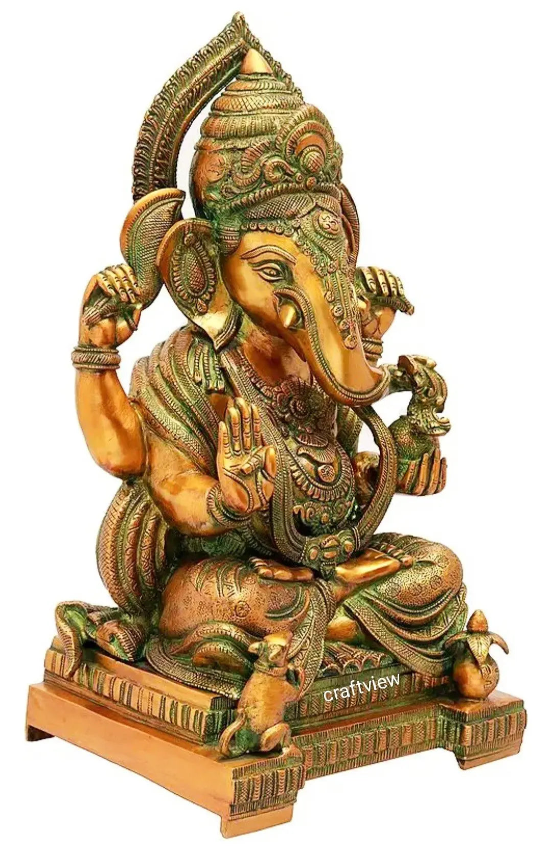 Brass Ganesha Statue Golden Finished craftsview