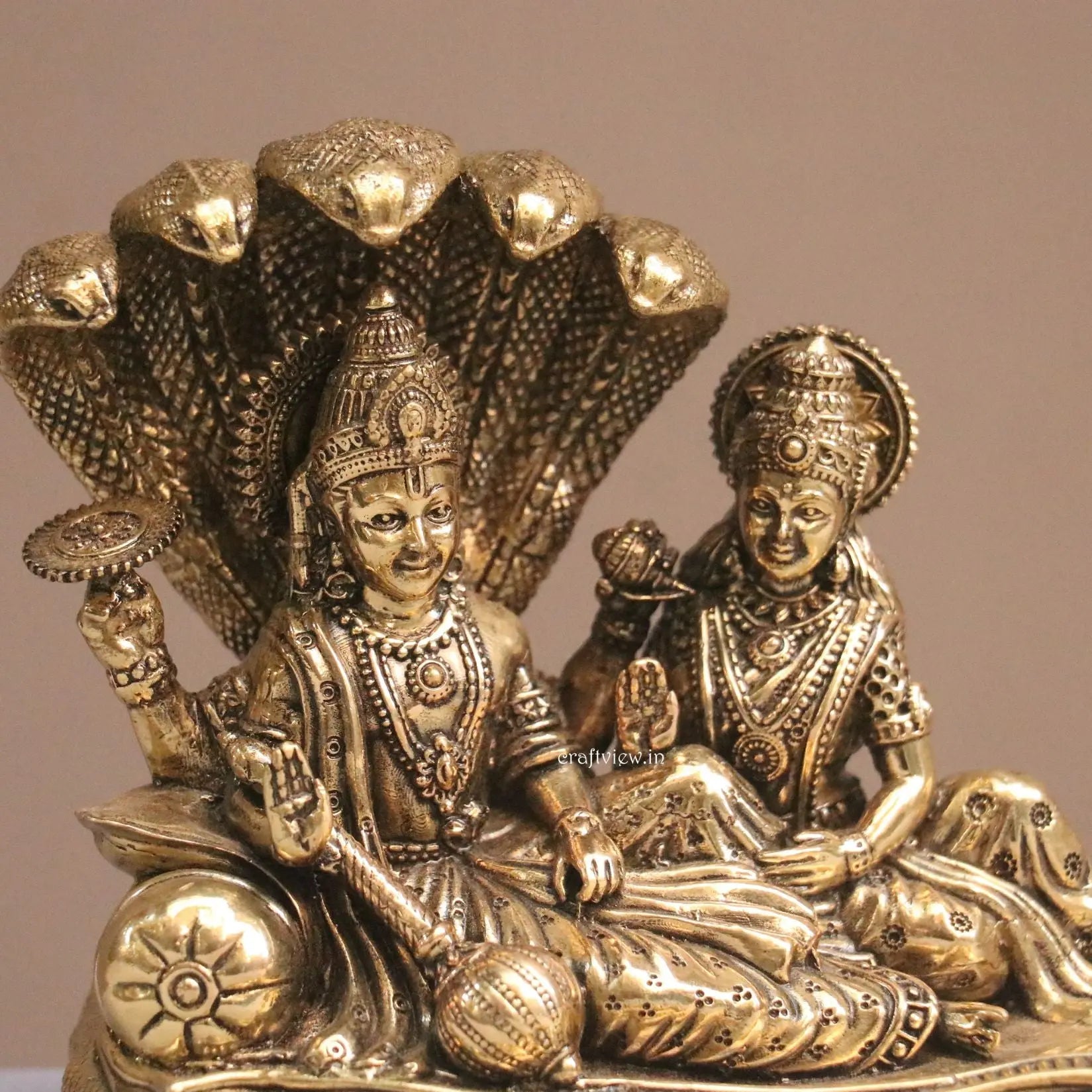 5" Superfine Small Brass Lakshmi Vishnu Idols Craftsview