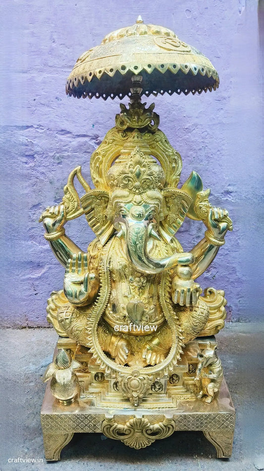 24" Largest Brass Lord Ganesha Statue Craftsview