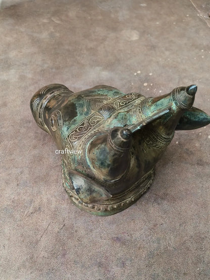 9" Brass Nandi Head Decor Wall Hanging Figurine Craftsview