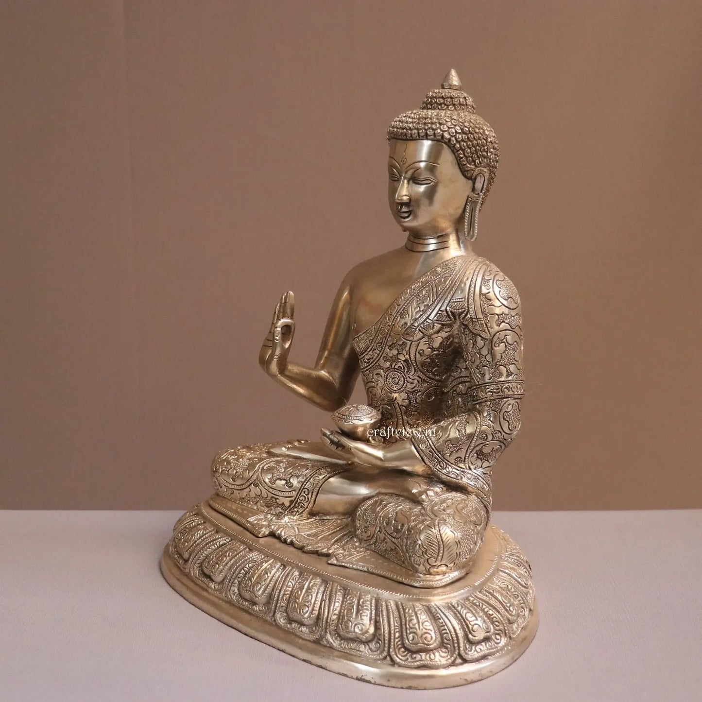 Brass Buddha Blessing Statue 13" Craftsview