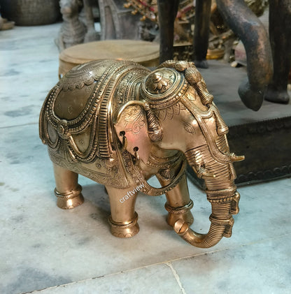 Elegant Brass Elephant Figurine 10"