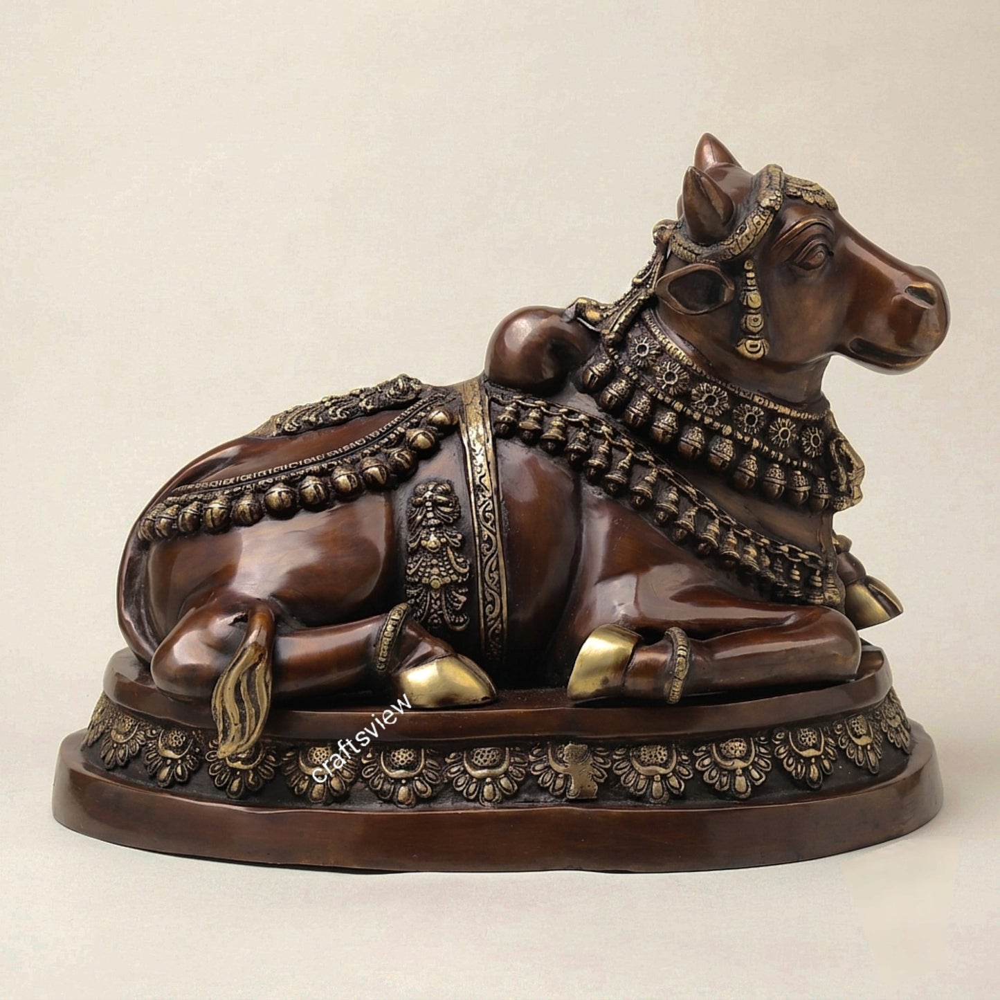 Brass Nandi Bull Sculpture – The Sacred Guardian of Devotion