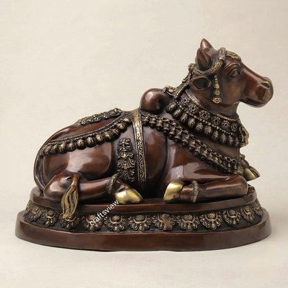 Brass Nandi Bull Sculpture – The Sacred Guardian of Devotion