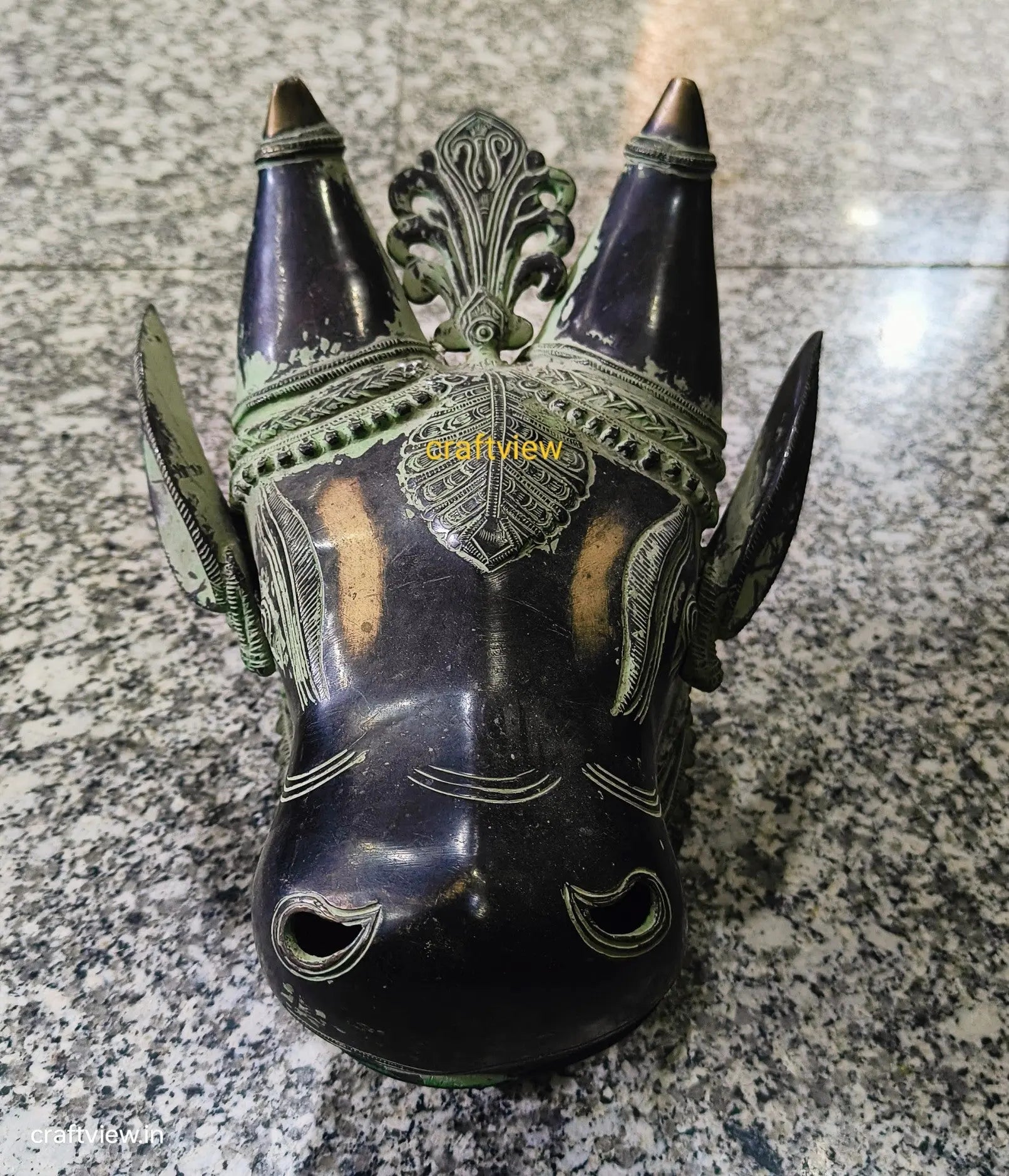 9" Brass Wall Hanging Nandi Head Figurine Craftsview