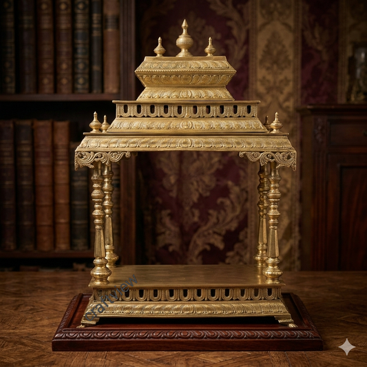 35" Unique Bronze Temple with Beautifully Handcrafted Pillars