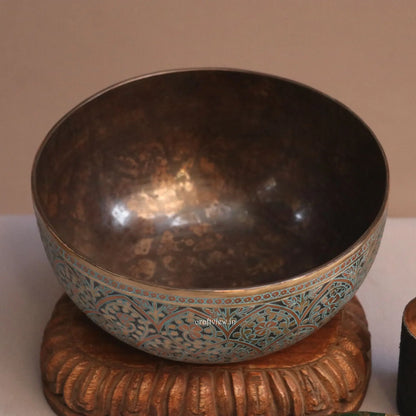 9" Buddhist Hand Beaten Jambati Singing Bowl, Vintage, Craftsview