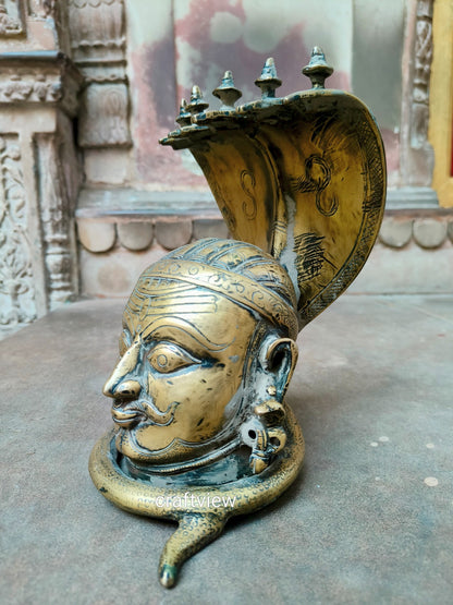 Brass Shiva Mukh lingam With Nagabharanam Table Decor