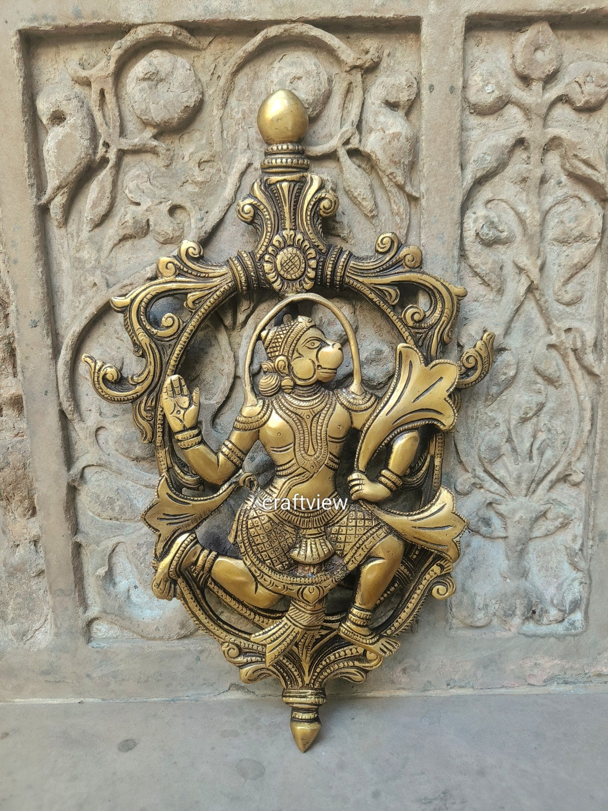 13.5"Brass Hanuman Decorative Wall Hanging Decor