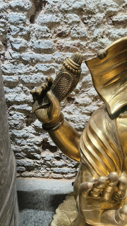 Brass Large Pagdi Ganesha Superfine Sculpture 46"