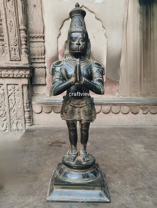 23” Standing Hanuman in Anjali mudra Brass Anjaneya Statue craftsview