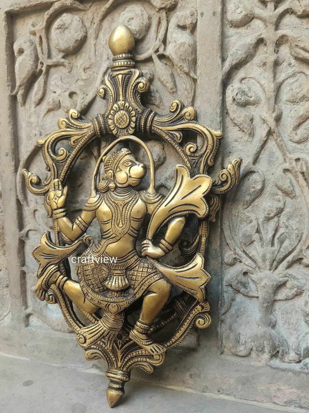 13.5"Brass Hanuman Decorative Wall Hanging Decor