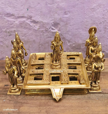 7" Brass Navgrah Statues with Abhishekam Base Craftsview