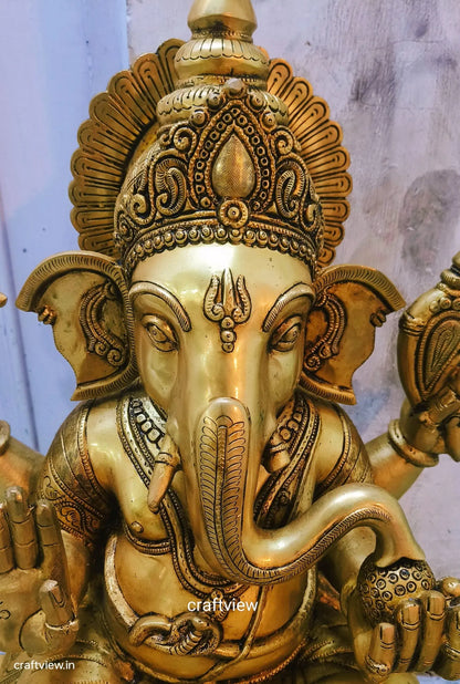 27" Brass Lord Ganesh Statue Big Size Superfine Craftsview