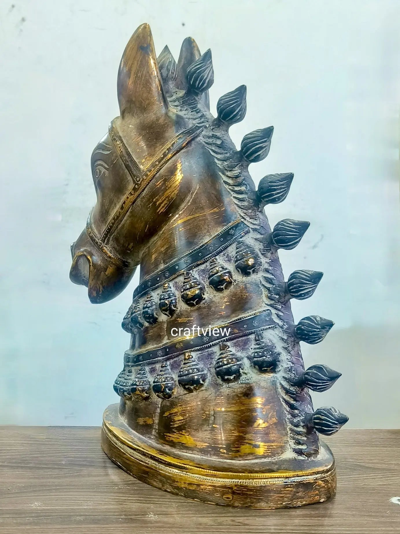 Brass Horse Head Figurines | Animal Sculptures 14" Craftsview