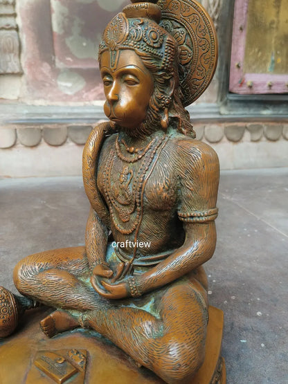 Brass Meditation Hanuman Statue 14" craftsview