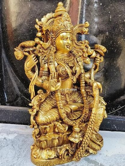 Brass Superfine Lakshmi Statue. 15" Craftsview