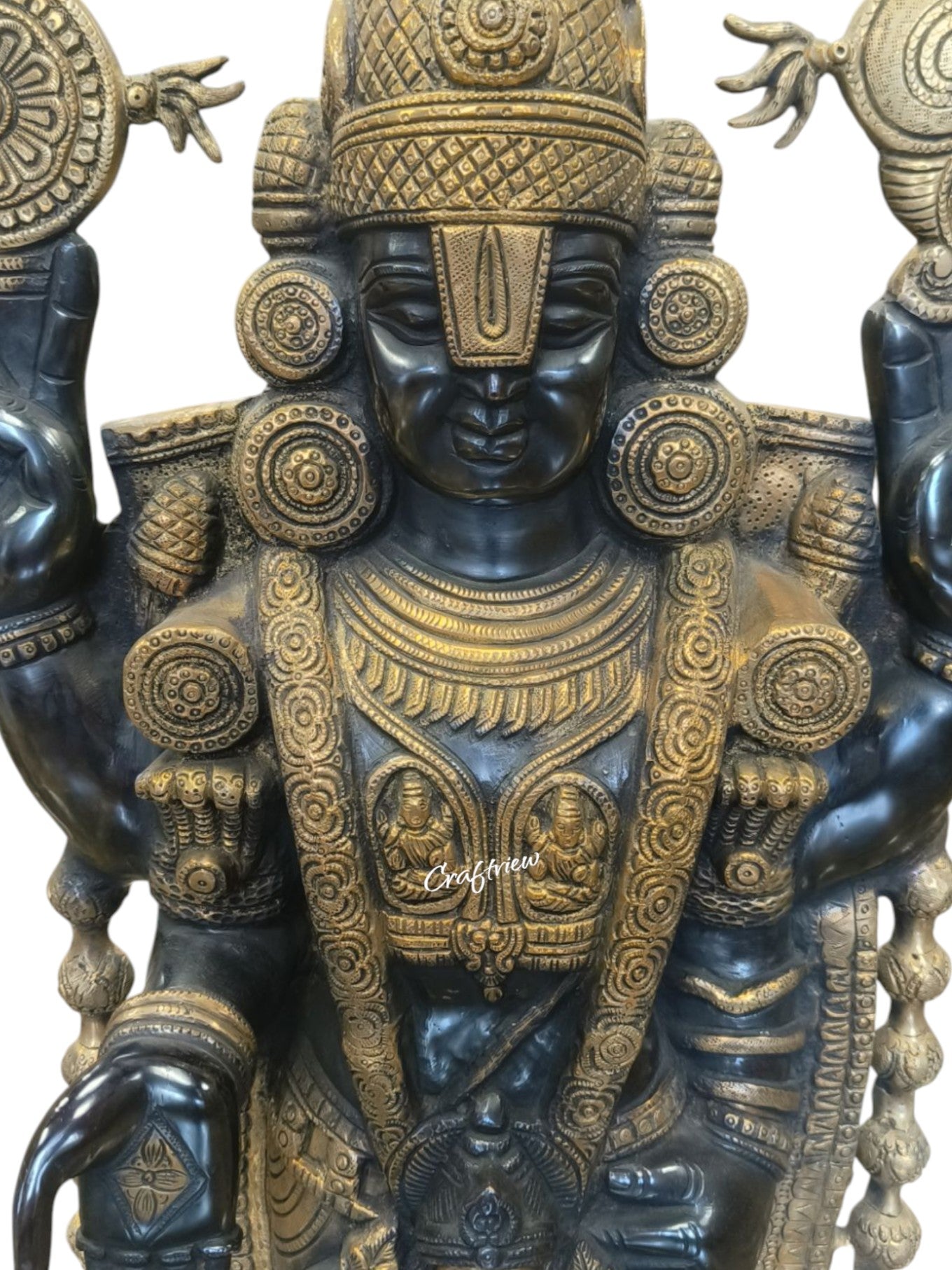 36" Brass Tirupati Balaji Venkateshwara Padmavathi Statue Crafted by Artist
