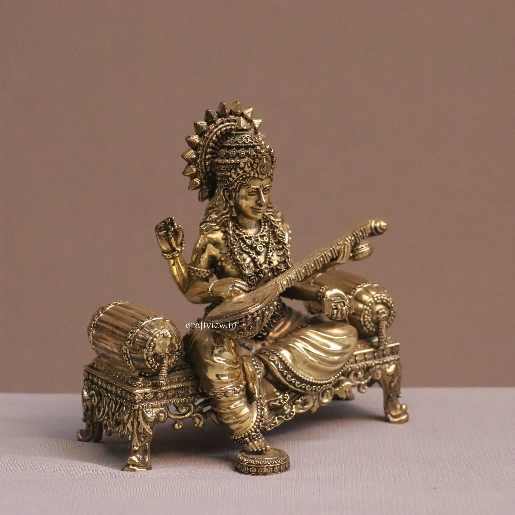 5.5" Goddess Sarasvati Idol for Temple Pooja Room Home Décor Craftsview