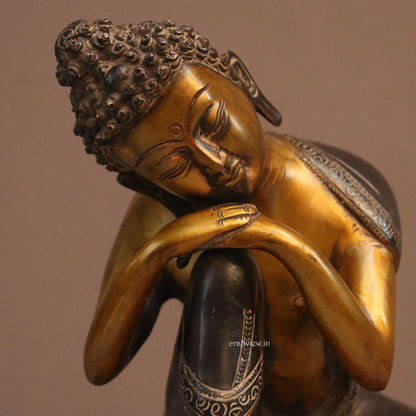 8" Thinking Buddha Brass Statue Craftsview