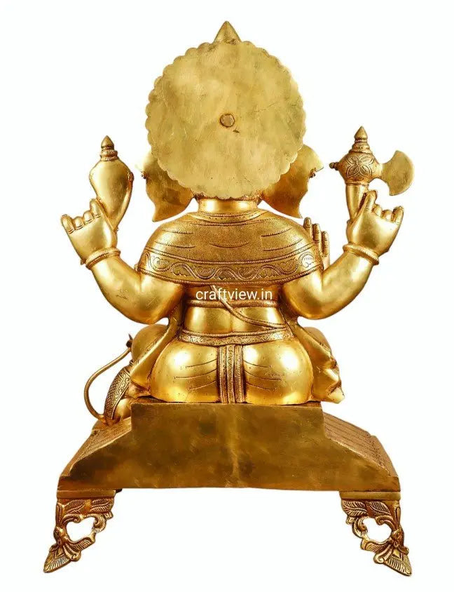 27" Brass Lord Ganesh Statue Big Size Superfine Craftsview