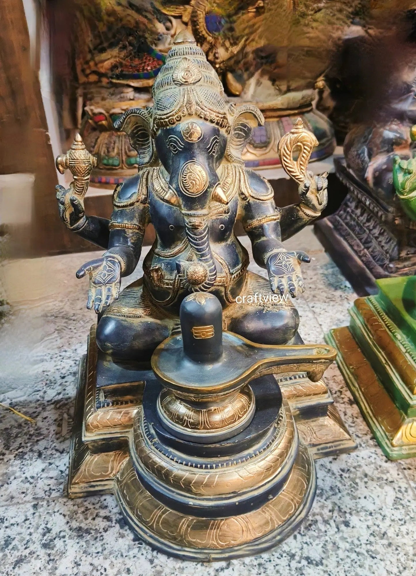 Brass Lingam Lord Ganesh Statue Superfine
