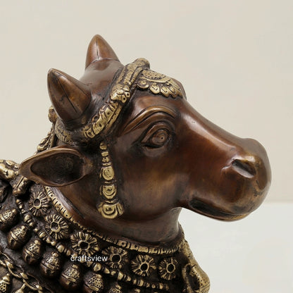 Brass Nandi Bull Sculpture – The Sacred Guardian of Devotion