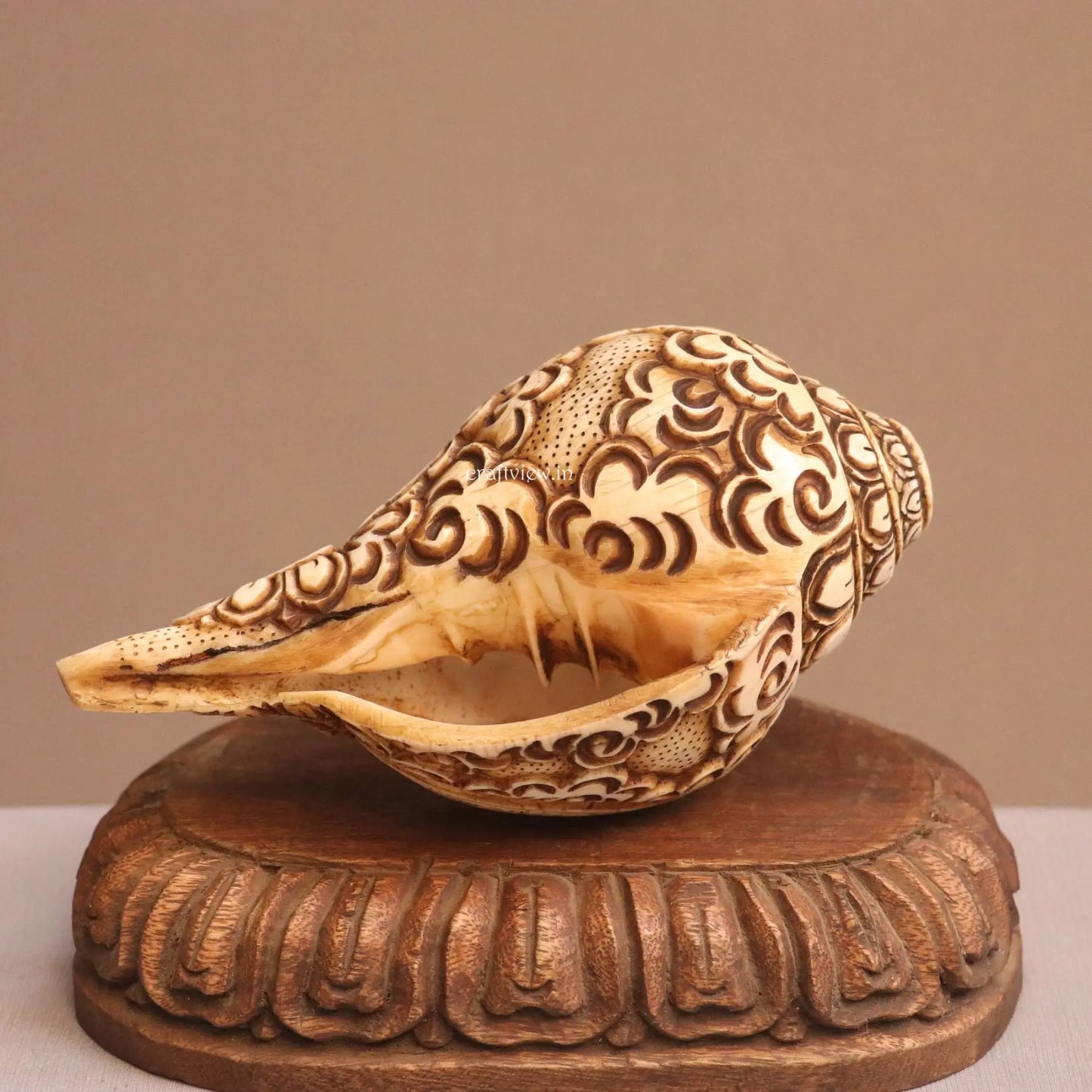 Pure Tibetan Natural Conch Hand Carved Radha Krishna Statue craftsview