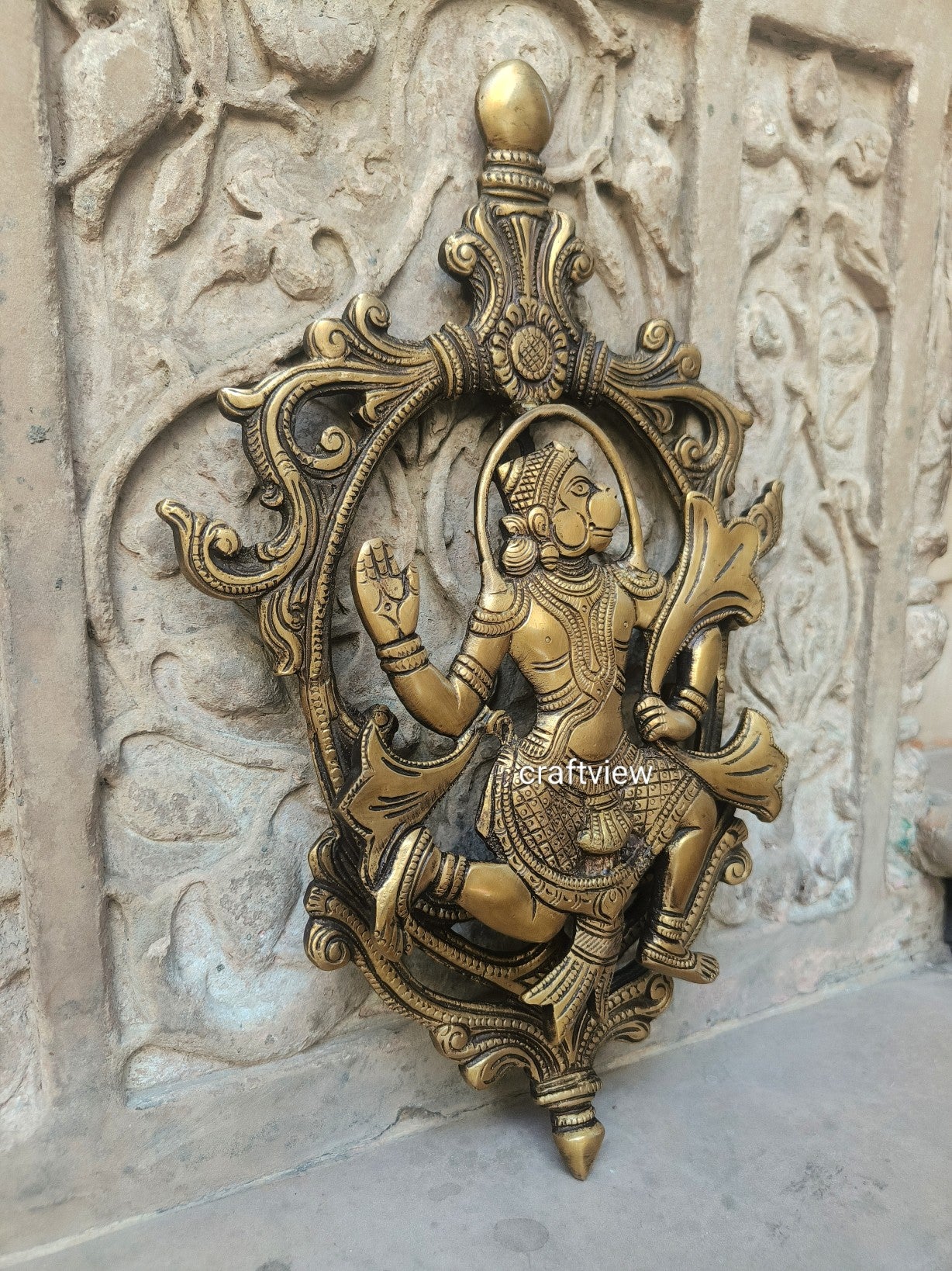 13.5"Brass Hanuman Decorative Wall Hanging Decor