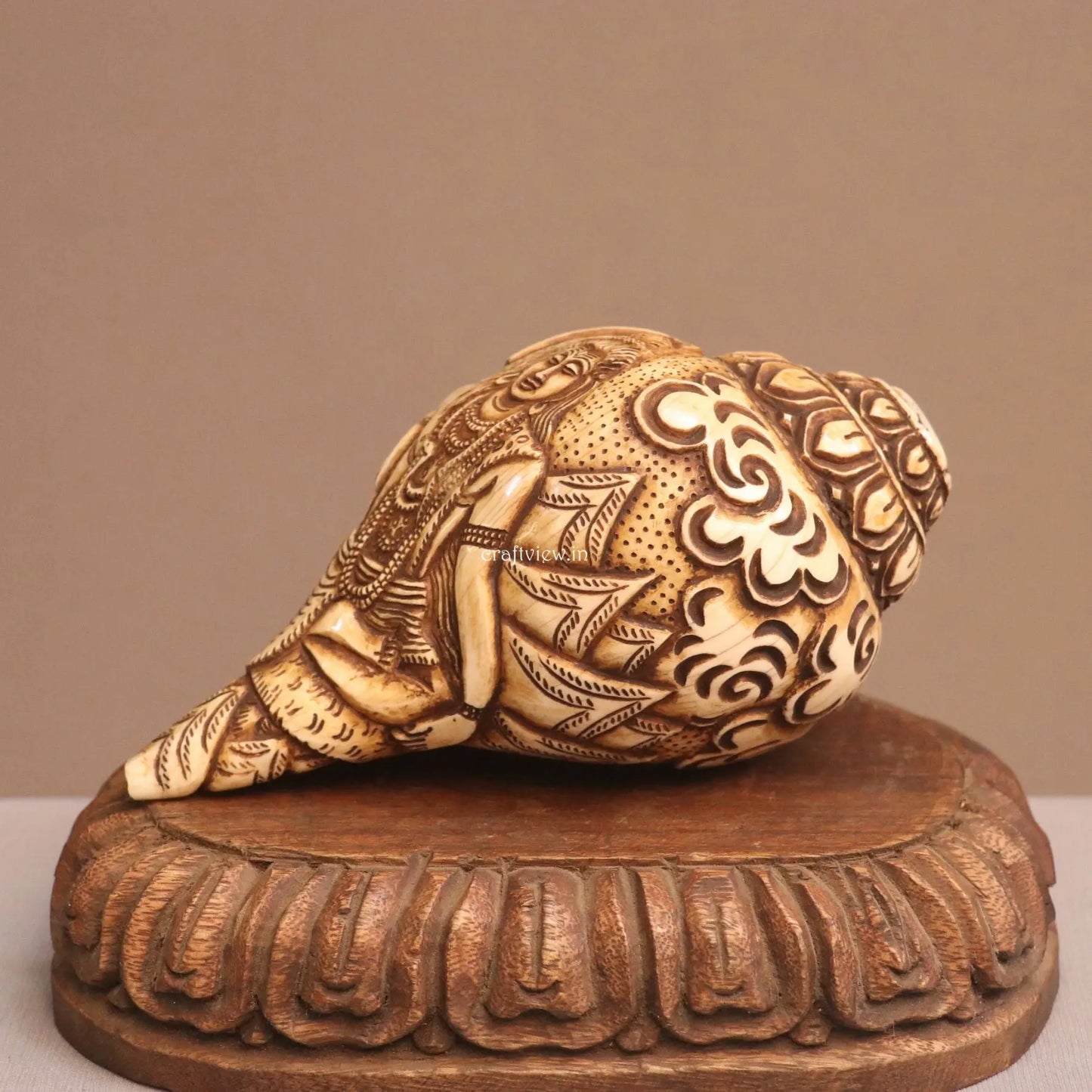 Pure Tibetan Natural Conch Hand Carved Shiva Statue craftsview