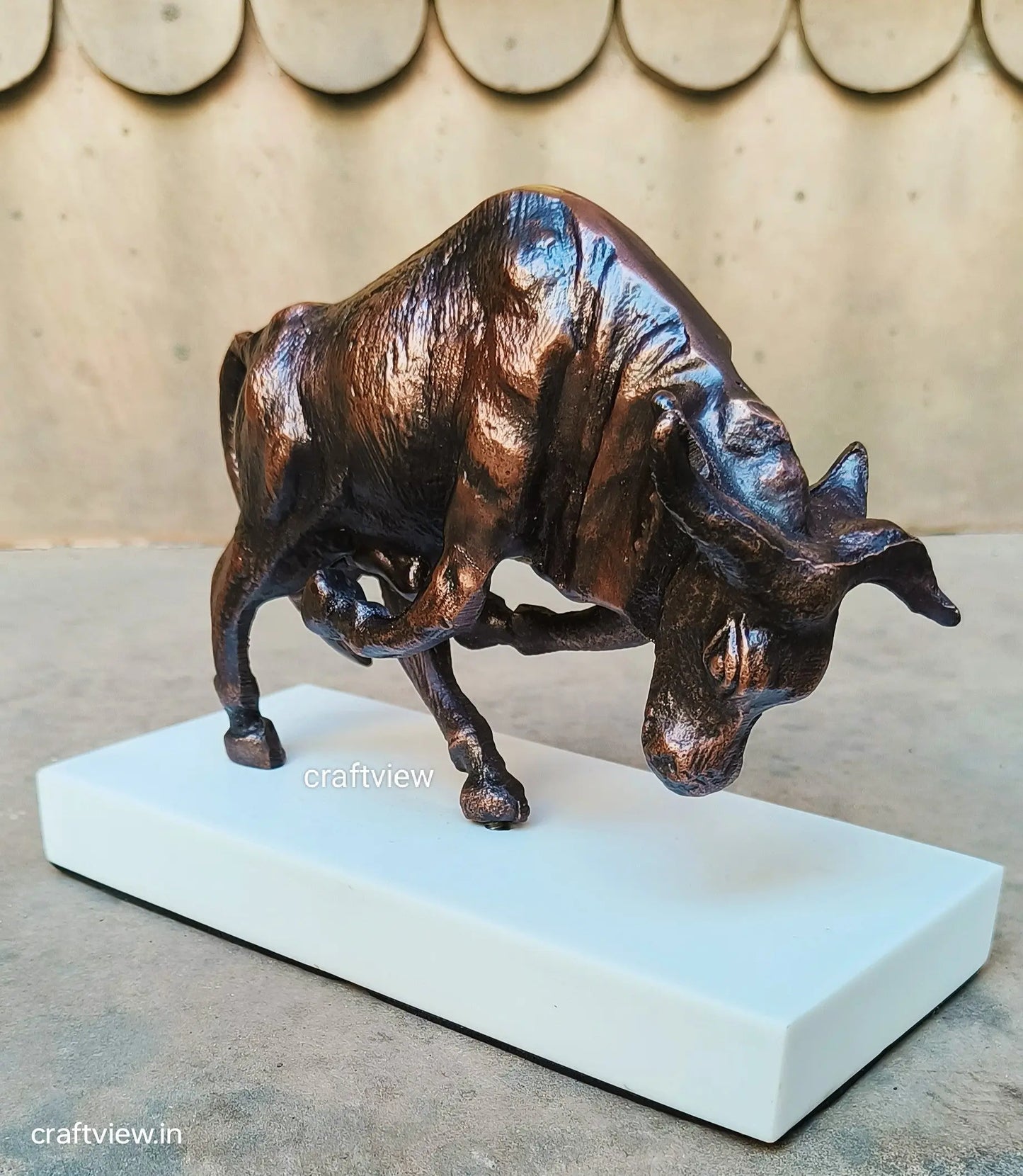 6.5"Metal Fighting Bull Animal Decorative Sculpture Craftsview