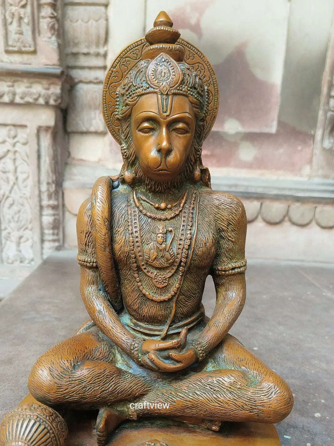 Brass Meditation Hanuman Statue 14" craftsview