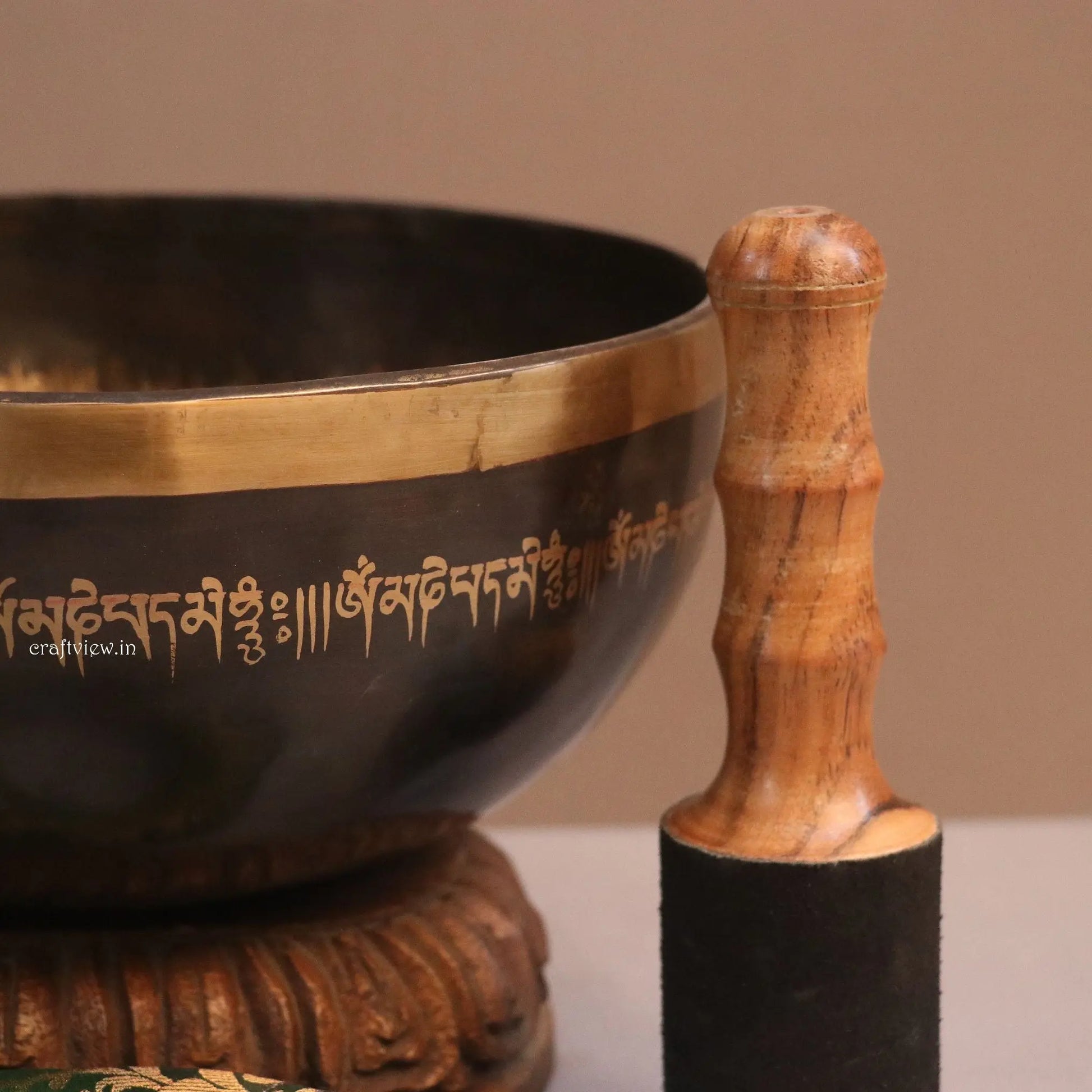 10" Buddha Hand Carving Singing Bowl Craftsview