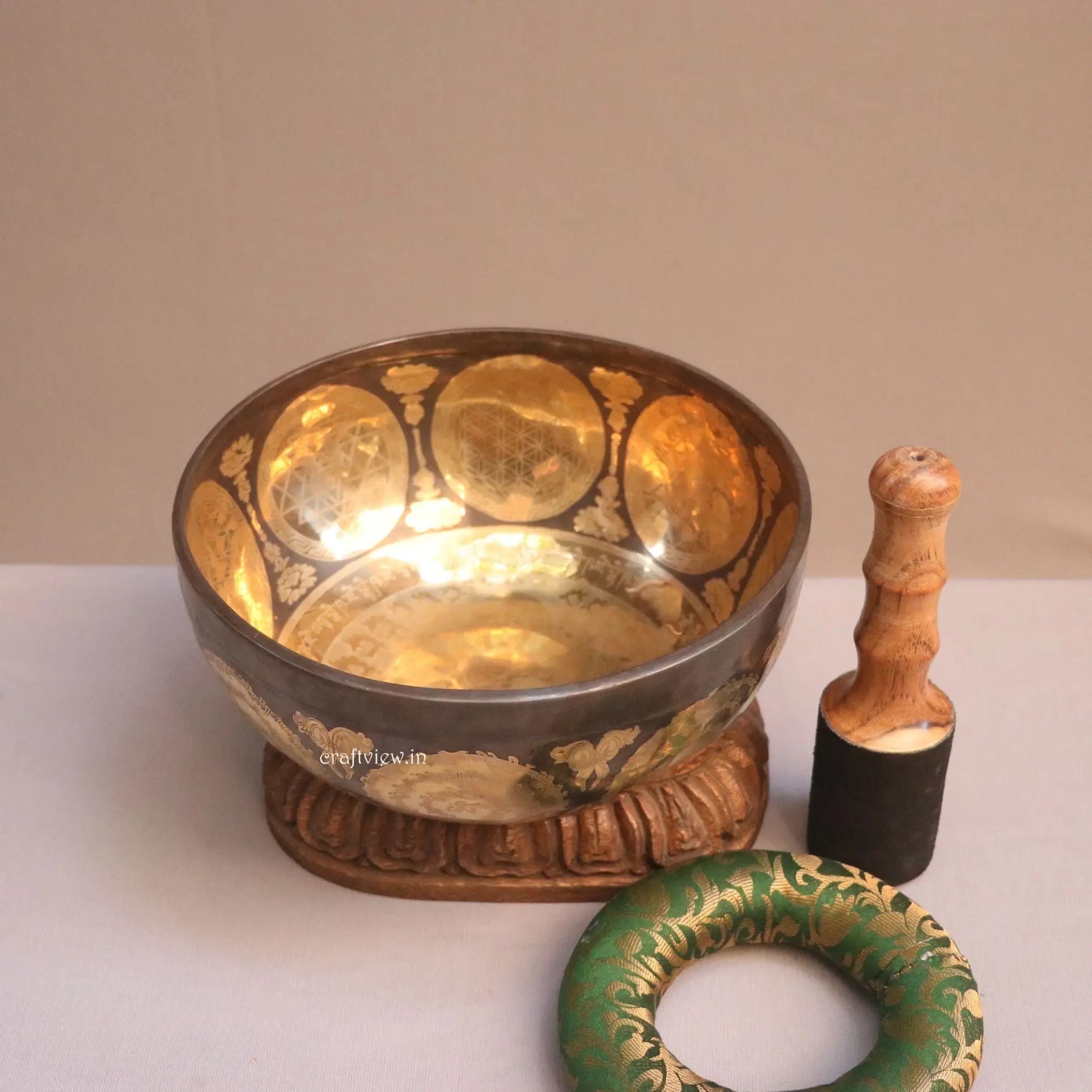 7" Buddha Carving Singing Bowl Craftsview