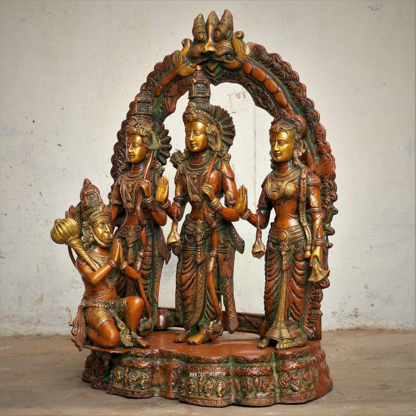 Ram darbar With Prabhavali Sculpture Ram Sita Laxman & Hanuman 25.5" craftsview