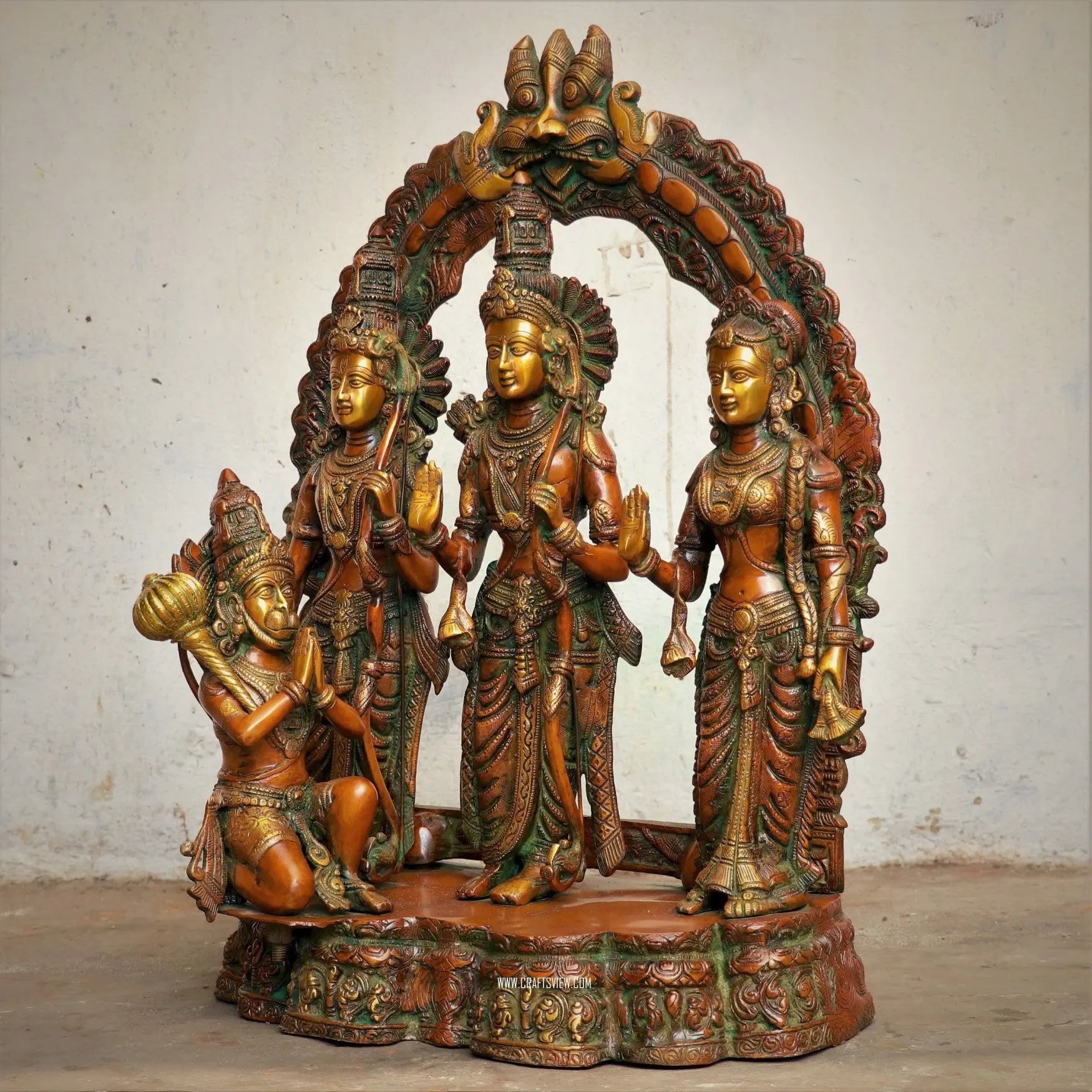 Ram darbar With Prabhavali Sculpture Ram Sita Laxman & Hanuman 25.5" craftsview