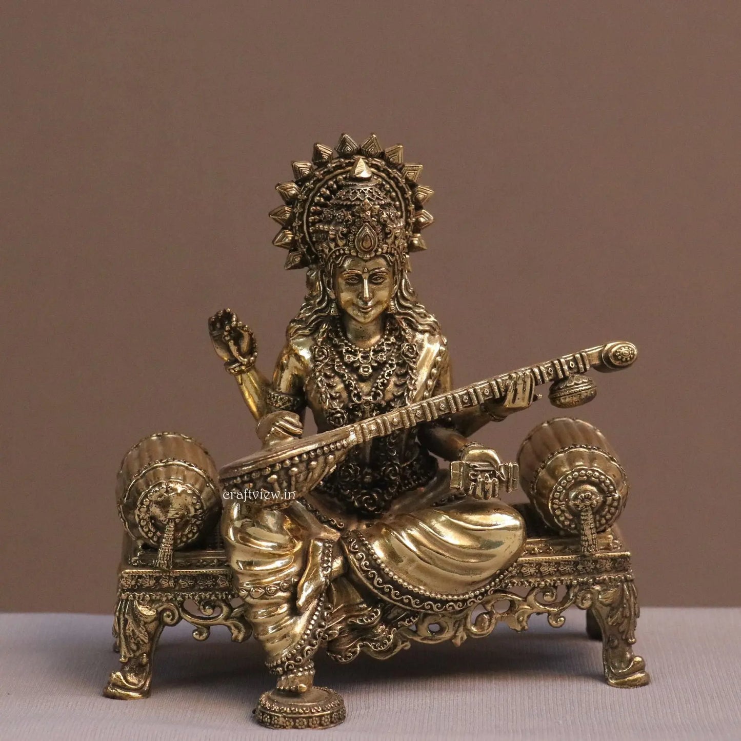 5.5" Goddess Sarasvati Idol for Temple Pooja Room Home Décor Craftsview