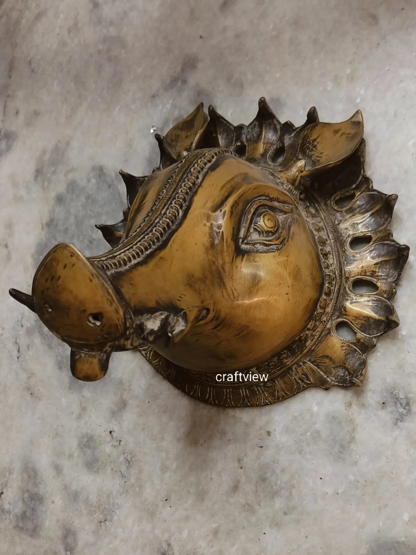 Brass Varaha Mask Set of 3 Pieces for Timeless Decoration