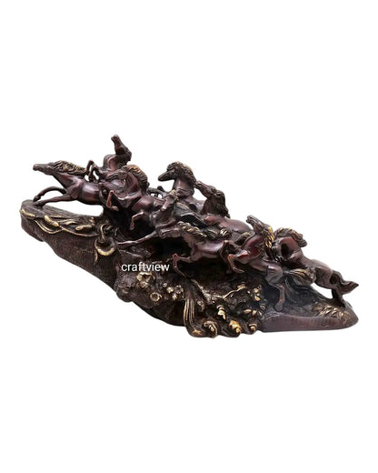 21" Nine Galloping Horses | Brass Sculpture Home Décor Craftsview