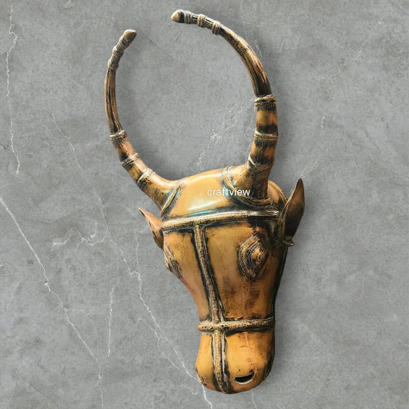 18"Brass Wall Hanging Bull Mask Décor Craftsview