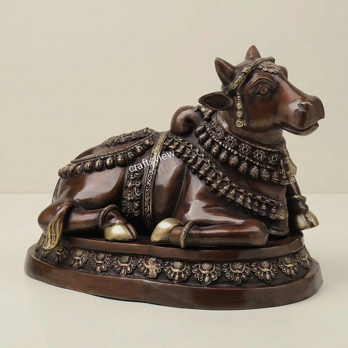 Brass Nandi Bull Sculpture – The Sacred Guardian of Devotion
