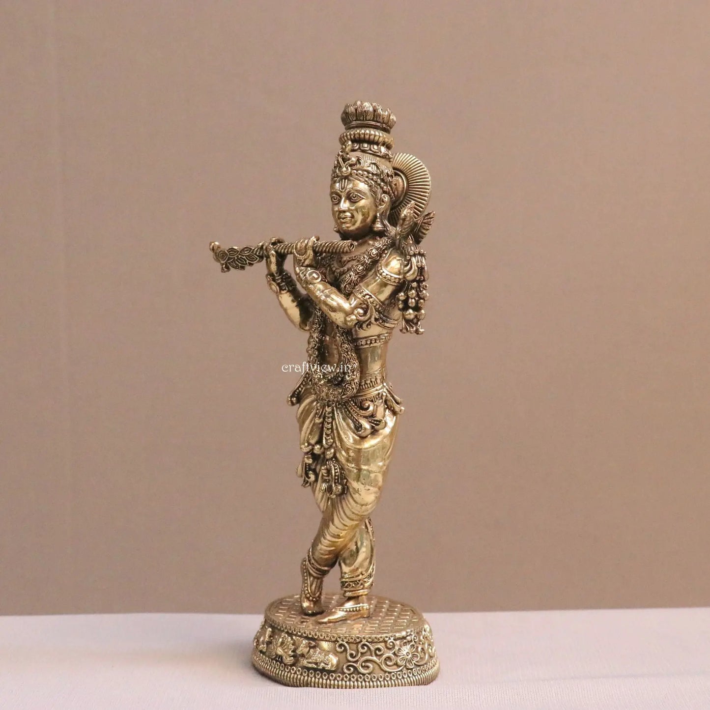 Superfine Fluting Lord Krishna | Brass Idols 10" Craftsview