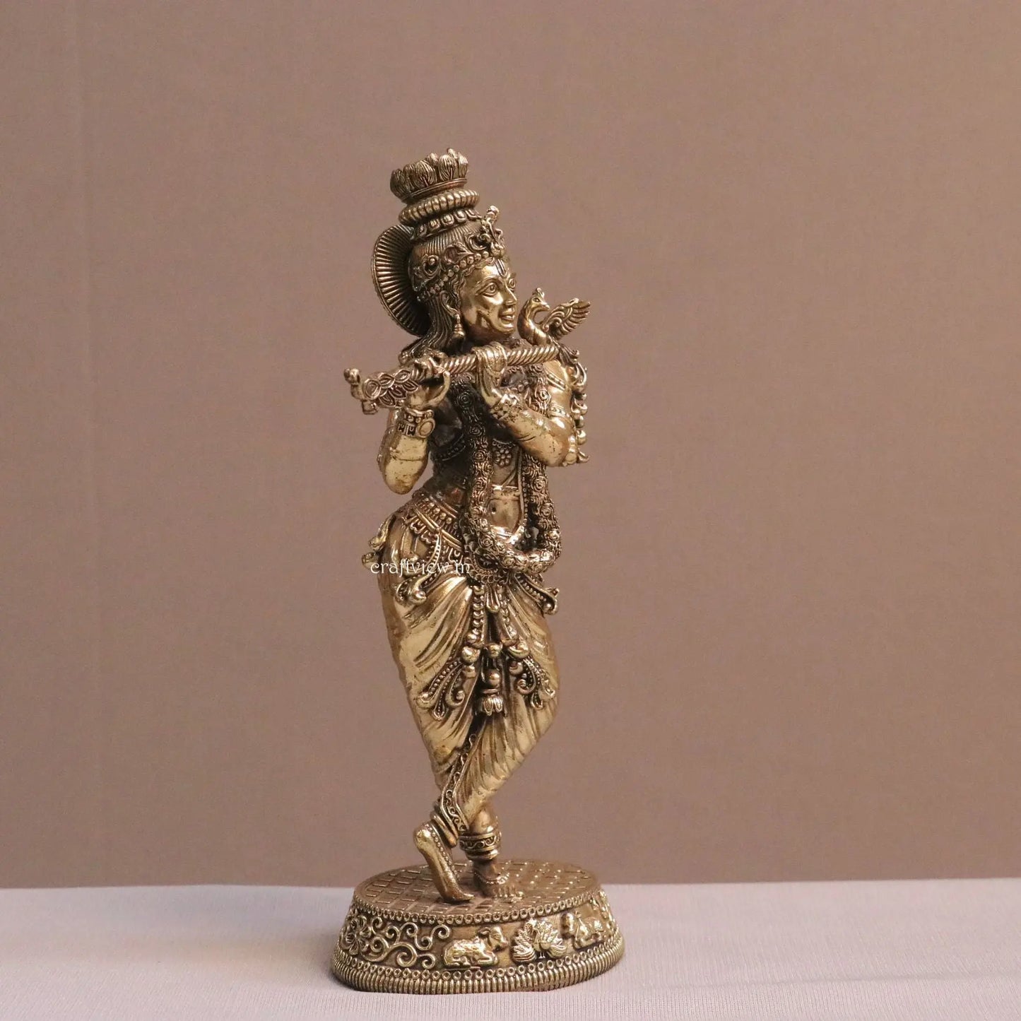 Superfine Fluting Lord Krishna | Brass Idols 10" Craftsview