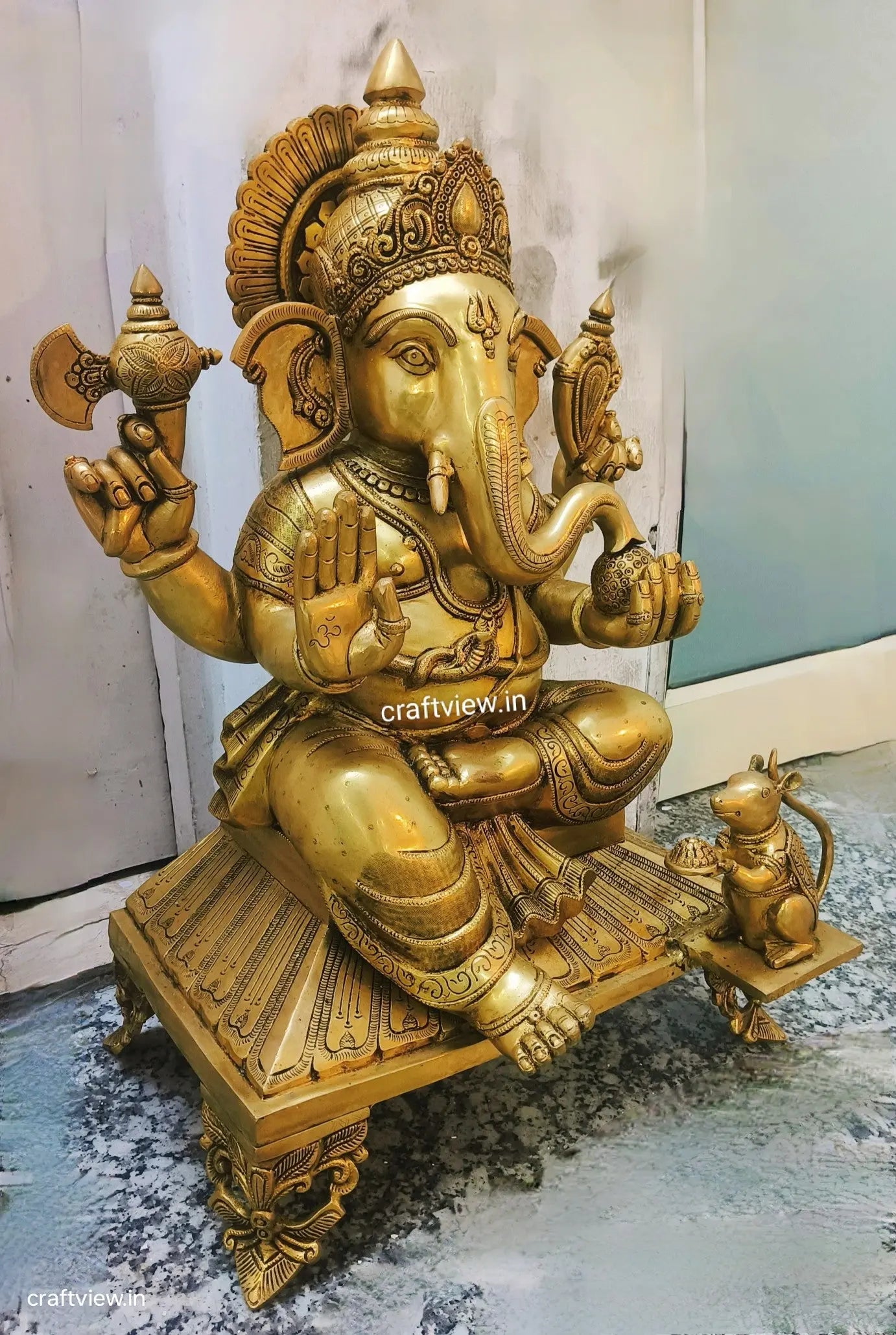 27" Brass Lord Ganesh Statue Big Size Superfine Craftsview