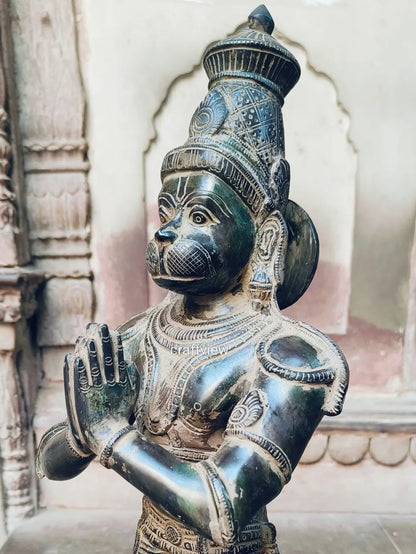 23” Standing Hanuman in Anjali mudra Brass Anjaneya Statue craftsview